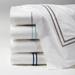 SFERRA Grande Hotel Percale Sheets - Flat Sheet, White with Navy Embroidery Flat Sheet, Twin White with Navy Flat Sheet - Frontgate