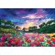 Cottage Among Red Flowers Painting - 1000 Piece Wooden Puzzle - Activities for Family and Friends Enjoyment
