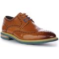 JUSTINREESS James Men's Lace Up Leather Brogue Shoes (Brown, Size 8)