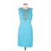 Ellen Tracy Casual Dress - Sheath Scoop Neck Sleeveless: Teal Dresses - Women's Size 6