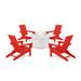 POLYWOOD® x AllModern Foldable Outdoor Adirondack Chair w/ Table Plastic in Red/White | 37 H x 116 W x 116 D in | Wayfair PWS1980-1-SR