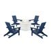POLYWOOD® x AllModern Foldable Outdoor Adirondack Chair w/ Table Plastic in Blue/White | 37 H x 116 W x 116 D in | Wayfair PWS1980-1-10503