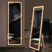 Ivy Bronx Jamieann Floor Mirror w/ LED Lights Dimmable & 3 Color Lighting, Aluminum Frame Plastic in Black | 63 H x 20 W x 2 D in | Wayfair