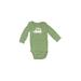 Just One Year by Carter's Long Sleeve Onesie: Green Bottoms - Size 3 Month