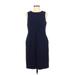 Banana Republic Casual Dress - Sheath Crew Neck Sleeveless: Blue Print Dresses - Women's Size 8