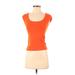 DKNY Sleeveless T-Shirt: Orange Tops - Women's Size P