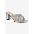 Extra Wide Width Women's Carmen Dressy Sandal by Bella Vita in Silver Suede (Size 10 WW)