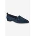 Extra Wide Width Women's Alessi Casual Flat by Bella Vita in Navy Suede Leather (Size 11 WW)