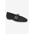 Extra Wide Width Women's Davenport Casual Flat by Bella Vita in Black Suede Leather (Size 8 WW)