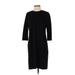 Lauren by Ralph Lauren Casual Dress - Sheath Crew Neck 3/4 Sleeve: Black Solid Dresses - Women's Size Small
