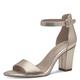 Tamaris Damen Sandalen mit Absatz Textil Vegan Blockabsatz Sommer; CHAMPAGNE METALLIC/beige; 37