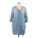 Velvet Heart Casual Dress - Shift V-Neck 3/4 sleeves: Blue Solid Dresses - Women's Size Medium