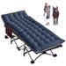 JTANGL Camping Cots,75"Folding Bed w/ Mattress&Carry Bag, Double Layer Oxford Strong Heavy Duty Sleeping Cots, in Red/Blue | Wayfair