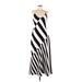 Saunders Collective Casual Dress - A-Line Plunge Sleeveless: White Stripes Dresses - Women's Size 6