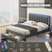 Upholstered Platform Bed with LED Lights and Two Motion Activated Night Lights