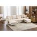 DIY Sectional Sofa Modern Velvet Combination Sofa for Livingroom Couch with 2 Movable Ottaman, Beige