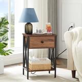 VECELO Modern Nightstand 1-Drawer with Storage Shelf, End Table/Side Table