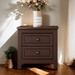 Retro 2-Drawer Nightstand with Solid Wood Feet for Bedroom