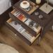 Accent Nightstand Sofa Side Table w/ 2 Rivet Tufted Drawer, Brown