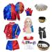 Kufutee 9Pcs/set Halloween Costumes Suicide Cosplay Costumes Harley Squad Quinn Cos Embroidery Coat T-shirt Accessories Full Set