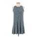 Madewell Casual Dress - Mini Crew Neck Sleeveless: Blue Stripes Dresses - Women's Size Small