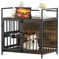 Homlux Furniture Style Small Pet Dog Crate with 360Â° & Adjustable Raised Feeder for Dogs