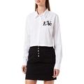 Love Moschino Womens Cropped fit with Rubber Love Print. Shirt, Optical White, 40