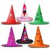 Nikias Beautiful Multi Color Lights Witch Hats with Lights - 6 Witches Hats with Bat Ghost Pumpkin Web Spider Designs - 60 Multicolor LED Bulbs Easy To Operate For Stunning Indoor & Outdoor Party