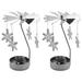 2Pcs Spinning Candlestick Rotating Metal Snowflake Tea Light Candle Holder Stand Romantic Home Decor