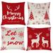 4PCS Merry Christmas Throw Pillow Covers Deer Snowflakes Snowman Decorative Pillow Covers for Sofa Couch Bed and Car Throw Pillow Covers 18 x 18 inches