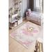 LaModaHome Area Rug Non-Slip - Cream Pink fairy girl Soft Machine Washable Bedroom Rugs Indoor Outdoor Bathroom Mat Kids Child Stain Resistant Living Room Kitchen Carpet 4 x 5.9 ft