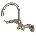 Kingston Brass Concord 8 in. Adjustable Center Wall Mount Kitchen Faucet Brushed Nickel Brushed