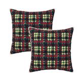 DouZhe Velvet Decorative Throw Pillow Covers Set of 2 Soft Square Cushion Cover with Invisible Zipper Vintage Houndstooth Plaid Printing 20 x20