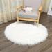 Midsumdr Solid Color Fluffy Rug Round Area Rug for Bedroom Washable Faux Sheepskin Rug for Sofa Couch Seat Cushion Thick Shaggy Furry Rugs Floor Carpets for Bedside Living Room Rugs (23.4 Inch)