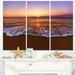 Design Art Orange Tinged Sea Waters at Sunset - 3 Piece Photographic Print on Wrapped Canvas Set
