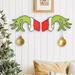 Christmas Decoration Wooden Door Hanging Oranment Christmas Thief Hand Home Wall Decorations ï¼ˆred greenï¼‰ï¼ˆ2Pcs ï¼‰