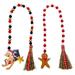 2 Packs Christmas Hemp Rope Tassel Beads Creative Colorful Wooden Beads Home Decor Tray Pendant Christmas Party Decor