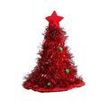 JeashCHAT Christmas Hats Christmas Tree Tinsel Hats Xmas Tree Hat Costume Accessories Red Green Glitter Christmas Hats for Christmas Costume Adults and Kids