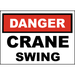 Vinyl Stickers - Bundle - Safety and Warning & Warehouse Signs Stickers - Danger Crane Swing Sign - 10 Pack (3.5 x 5 )