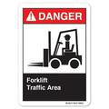 ANSI Danger Sign - Forklift Traffic Area | Plastic Sign | Protect Your Business Work Site Warehouse & Shop Area osha safety sign | Made in the USA