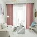 Noahas Grommet Blackout Curtains for Bedroom and Living Room - 1 Panels Stars Linen Jacquard Curtains (Pink 52 x 63 Inch)