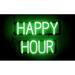 SpellBrite HAPPY HOUR LED Sign for Business. 21.0 x 15.0 Green HAPPY HOUR Sign Has Neon Sign Look With Energy Efficient LED Light Source. Visible from 500+ Feet 8 Animation Settings.