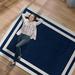 Navy Blue Area Rug 7 10 X 10 Bordered For Living Room Bedroom Dining Room Navy Blue/Cream Indoor Area Rugs