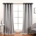 Set Of 2 Lace Tulle Overlay Thermal Insulated Solid Blackout Stainless Steel Grommet Window Panels For Bedroom Living Room Dining Room - 52 W X 96 L Dark Grey