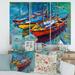 DESIGN ART Designart Three Boats In The Harbor Nautical & Coastal Canvas Wall Art Print 36 in. wide x 28 in. high - 3 Panels