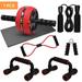 ZUDKSUY 7-in-1 Ab Roller Wheel Kit Home Gym Equipment Kit with Push-up Bar Knee Mat Jump Rope and Hand Gripper Core Strength & Abdominal Exercise Ab Roller Red