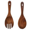 Ykohkofe Natural Wooden Kitchen Cooking Spoons Large Fork Wooden Utensils Tableware 2pcs End Table Mats round Teal Table Mats Kitchen Table Mats Teal Dollies for End Tables Plate Mat Set 4 round Table