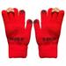 Pompotops Winter Gloves for Men Women Christmas Snowman Deer Warm Gloves Elastic Knitted Mechanical Gloves Winter Warm Gloves