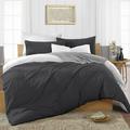 Twin/Twin XL Size Egyptian Cotton 1000 Thread Count Duvet Cover Reversible Ultra Soft & Breathable 3 Piece Luxury Soft Wrinkle Free Cooling Sheet (1 Duvet Cover with 2 Pillowcases Dark Grey)