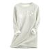 Thermal Underwear For Women Round Neck Printed Loose Warm Casual Printed Top Autumn And Winter Warm Top Thermal Shirts Grey XL